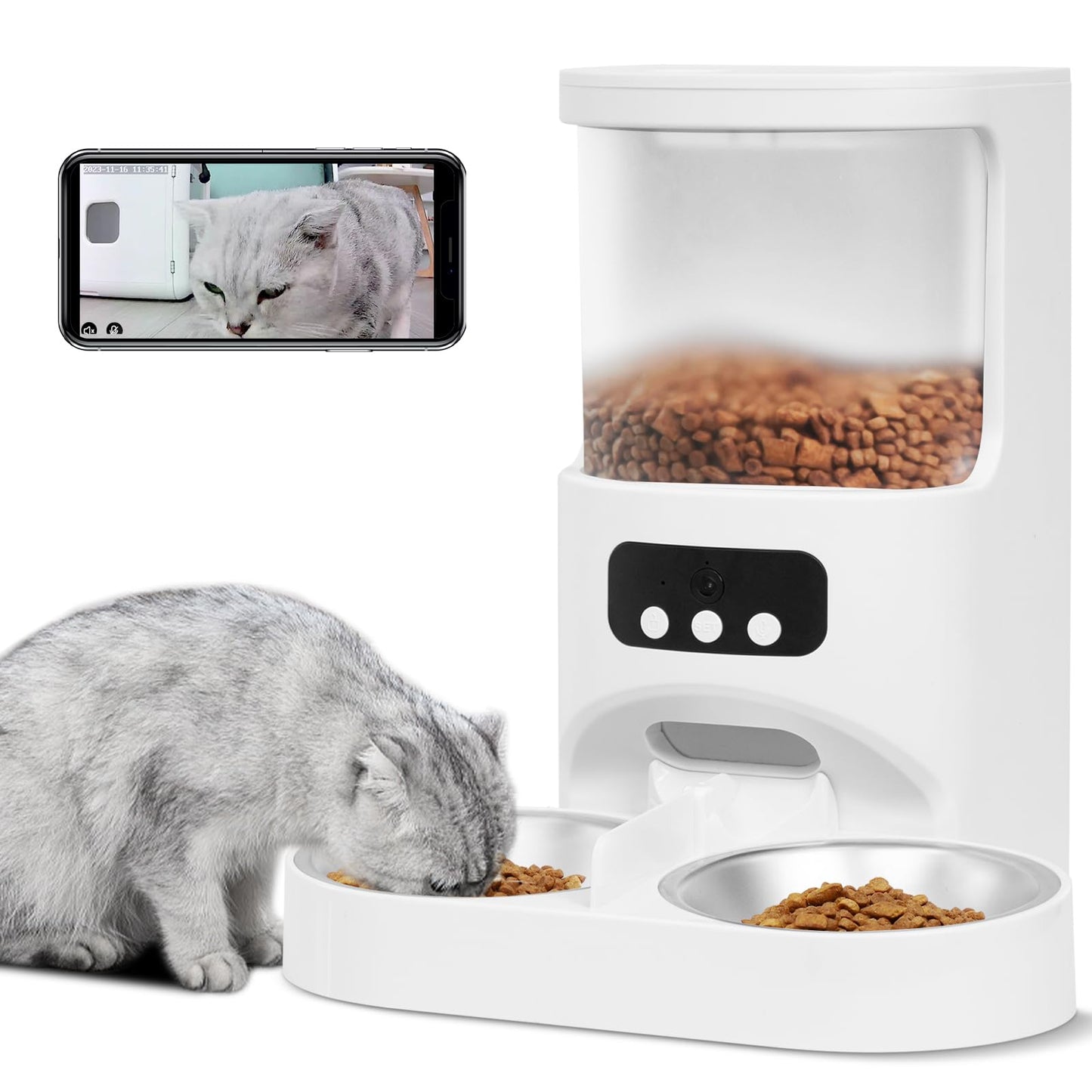 Nuzzle Cam Feeder — WiFi Auto Pet Feeder with 1080P Camera & Two-Way Audio